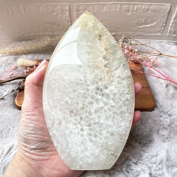 Gorgeous Large Agate with Druzy Flame/Free Form - Picture 5 of 7